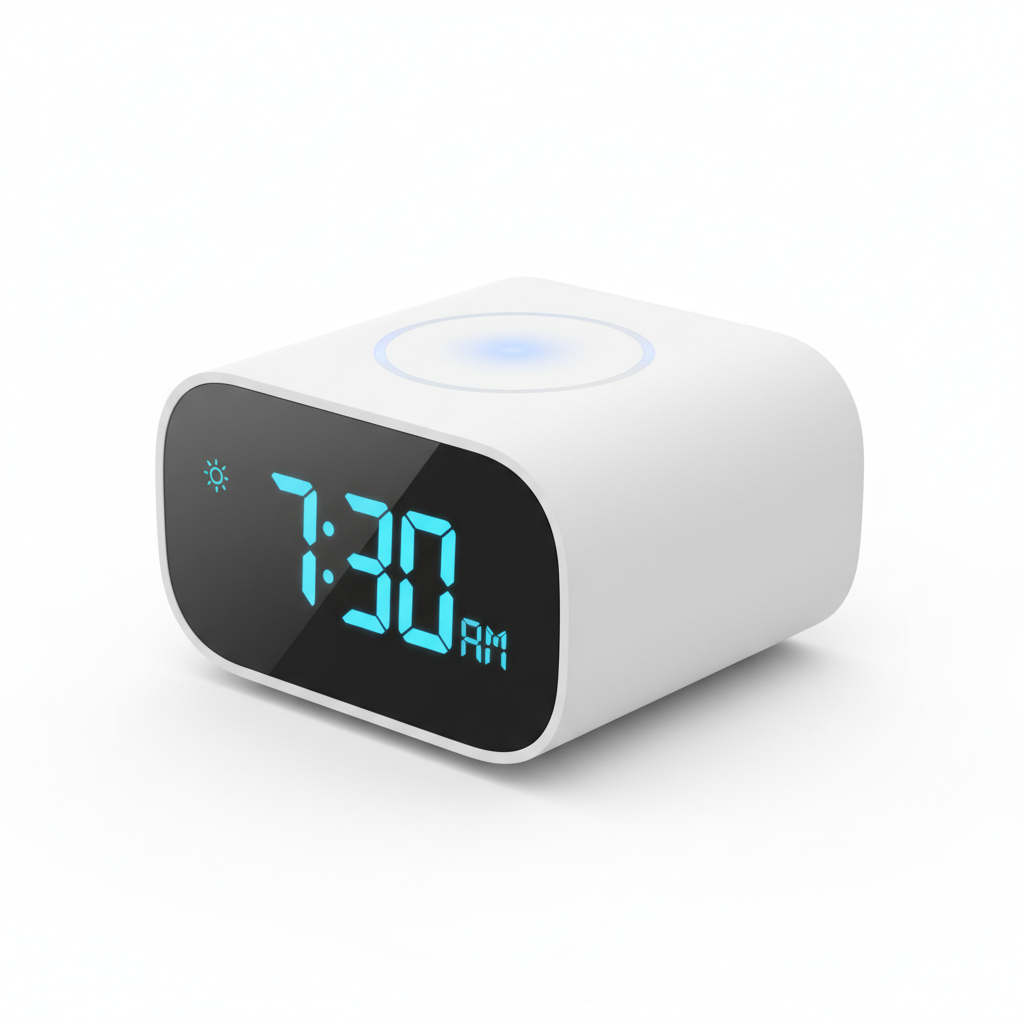 Smart alarm clock 3/4 angle view
