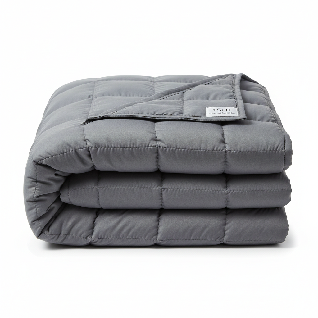 Weighted blanket 15lb cooling bamboo folded showing texture