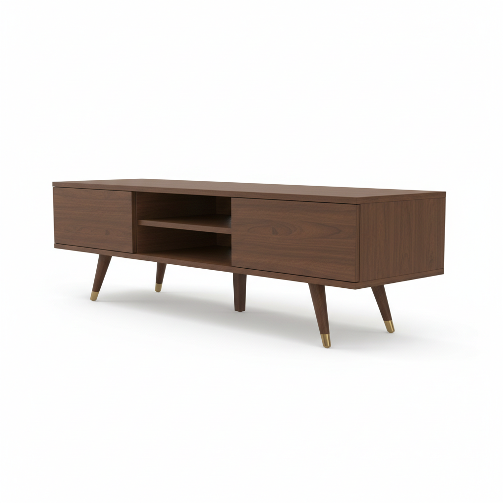 TV console 3/4 angle showing side profile and legs