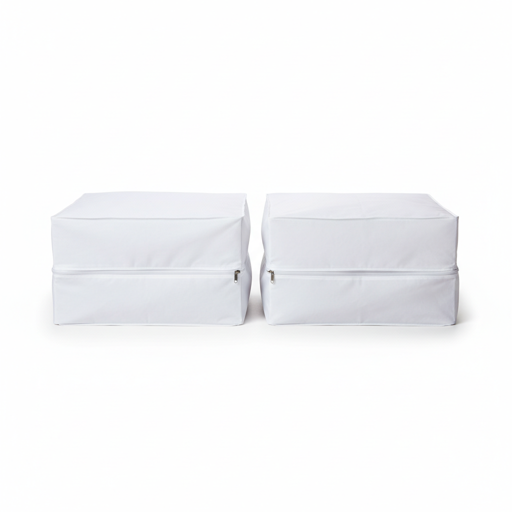 Under-bed storage bags side view showing slim flat profile