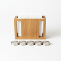 Napkin Holder and Ring Set Wood and Stainless Steel