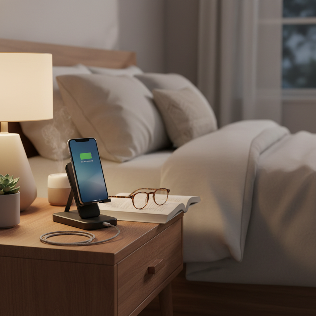 Charging station lifestyle bedroom