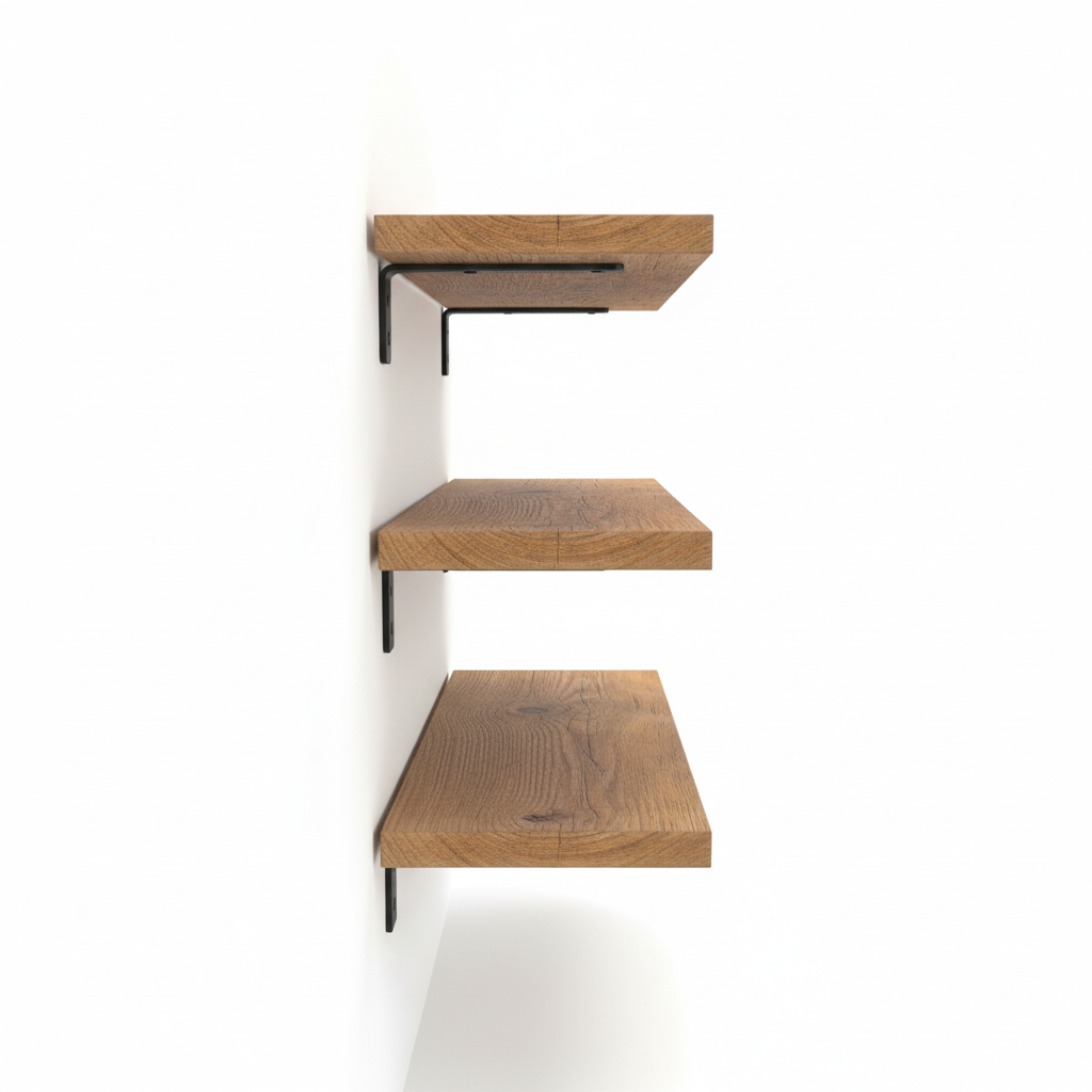 Wall shelf side profile showing depth and mounting bracket