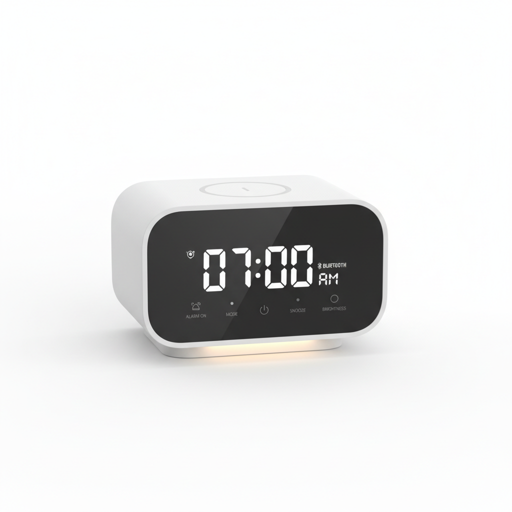 Smart alarm clock with wireless charger LED display